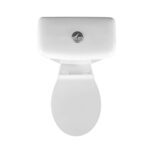 Aloni Pro Close-Gekoppeld Toilet - Vloerstaand - P-Trap - Wandaansluiting - Met Cistern - Met Spoelmechanisme - Dubbele Flush - Met Zitje - Soft-Close - 38x72x67 Cm - Glanzend Wit - Afbeelding 3