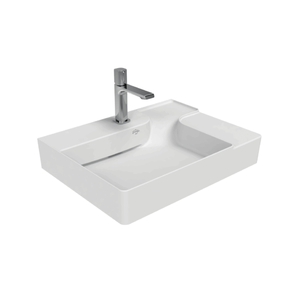 CREAVIT RUBY RB063 LAVABO – À POSER – CÉRAMIQUE – SANS TROP-PLEIN – AVEC TROU DE ROBINET – 60X13,5X45 CM – BLANC BRILLANT