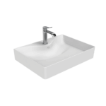 CREAVIT RUBY RB064 LAVABO – À POSER – CÉRAMIQUE – SANS TROP-PLEIN – AVEC TROU DE ROBINET – 60,5X11X45,5 CM – BLANC BRILLANT