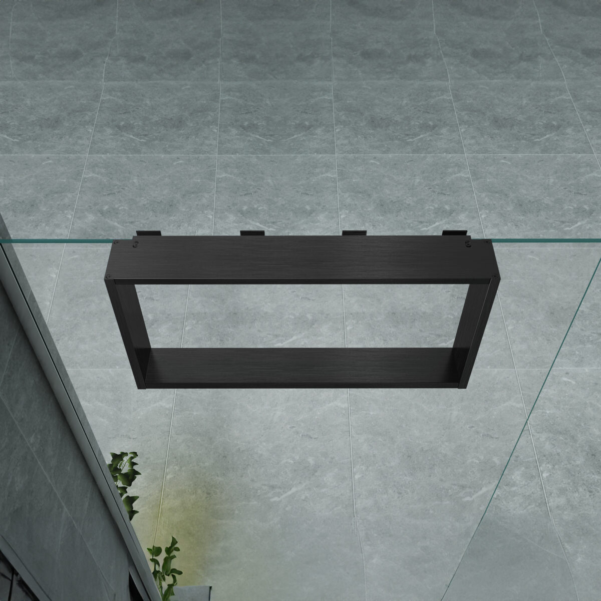 NICHE DE SURFACE POUR PAROI DE DOUCHE - 4 CROCHETS À SERVIETTES - ALUMINIUM - 60X30X8 CM - GUNMETAL - Image 3