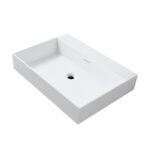 WONDA SQUARE LAVABO - 1 VASQUE -  AVEC TROP-PLEIN - SANS TROU ROBINET - MARBRE COMPOSITE - 80X12X52,5 CM - BLANC MAT