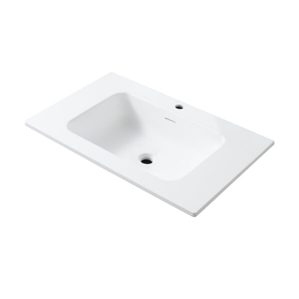 WONDA SQUARE SLIM LAVABO - 1 VASQUE -  AVEC TROP-PLEIN - 1 TROU ROBINET - MARBRE COMPOSITE - 80X1,6X52,5 CM - BLANC MAT
