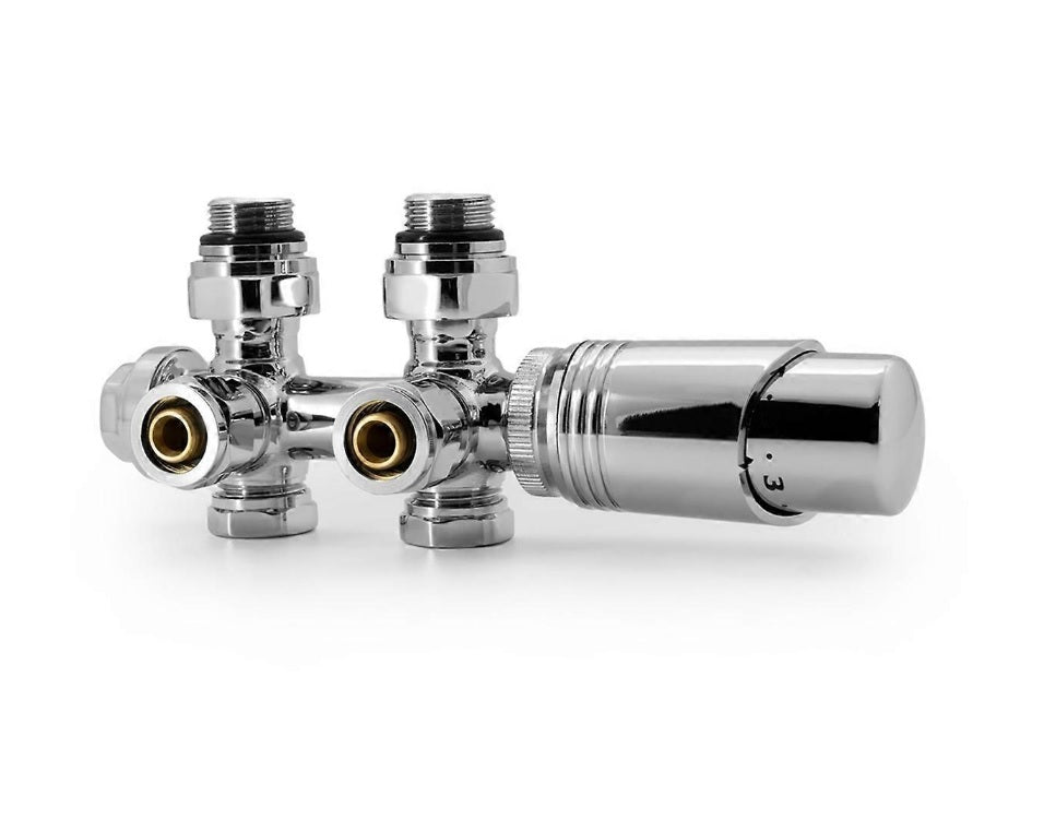 chroom1.jpg Vanne De Radiateur Erfu - Design - Thermostatique - Raccordement Mur Et Sol - 1/2mx16/2 M30 - Acier Inoxydable Chrome Brossé – Image 1