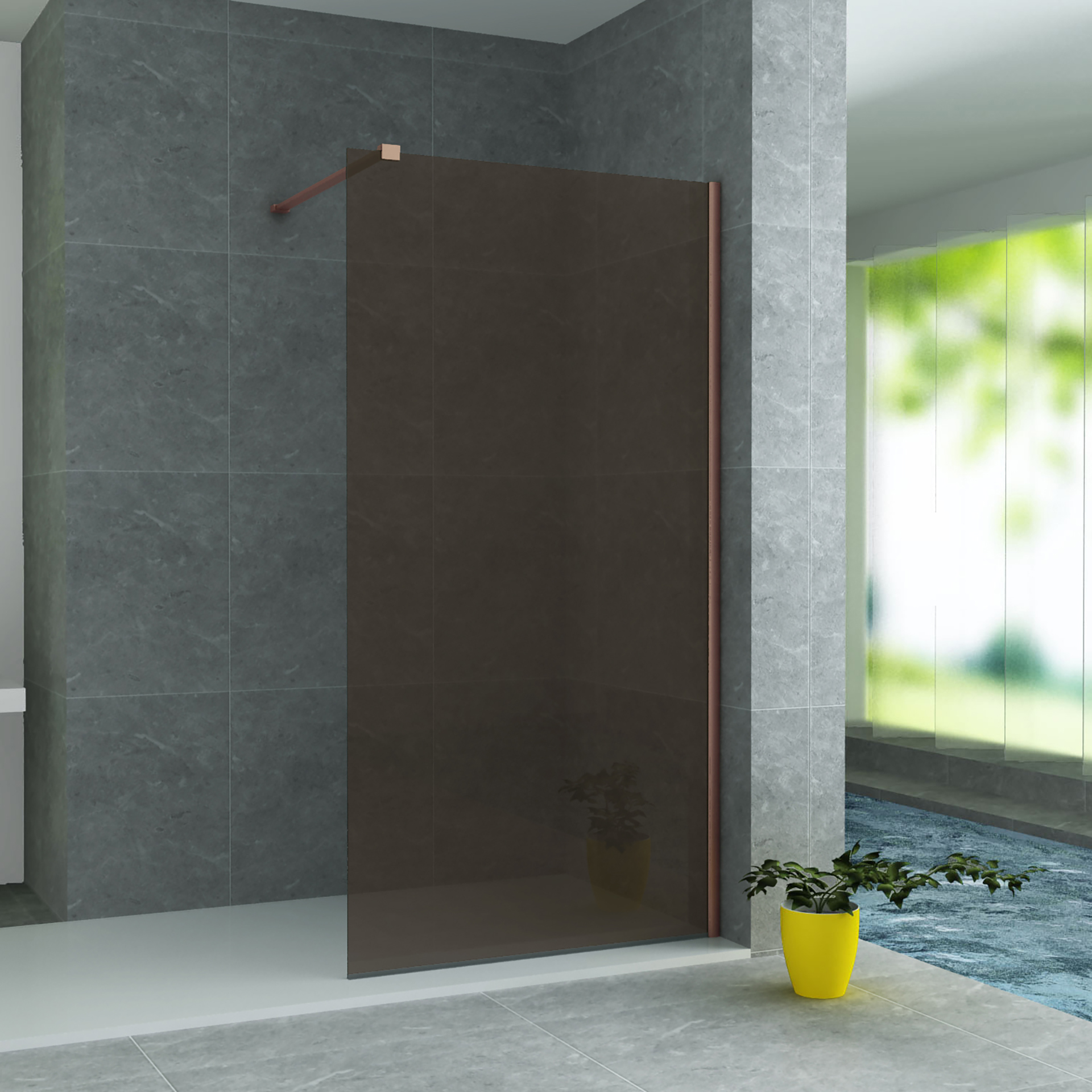 copa90.jpg ALONI PAROI DE DOUCHE CHAMPAGNE AVEC PROFIL CUIVRE 8MM (90X200CM) - Image 1