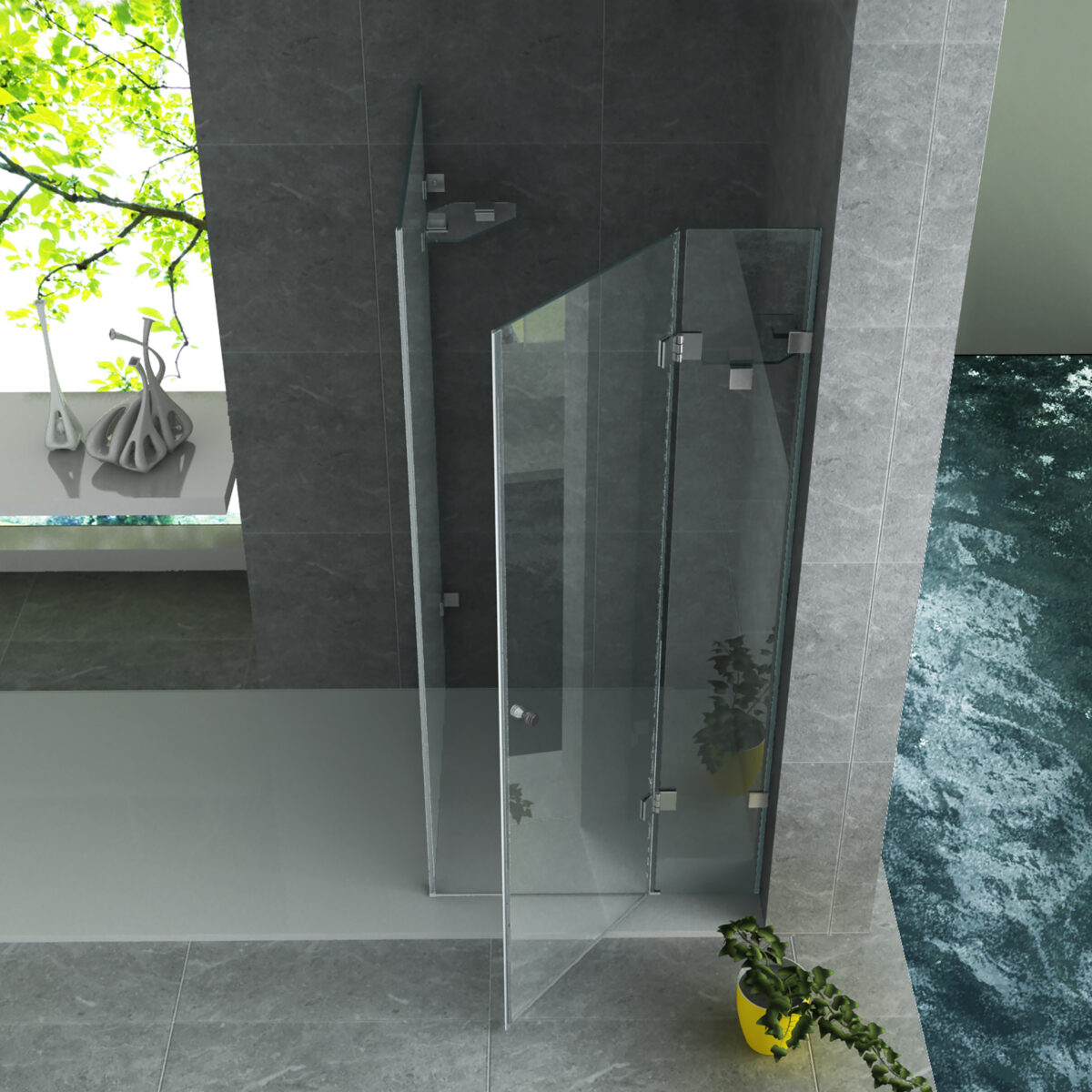 Aloni Douchecabine Met Scharnierendeur, Vast Paneel En Zijpaneel - Met Anti-Kalkbehandeling - Omkeerbaar - 8mm Veiligheidsglas - 90x90x195 Cm - Chroom - Helder Glas - Afbeelding 2