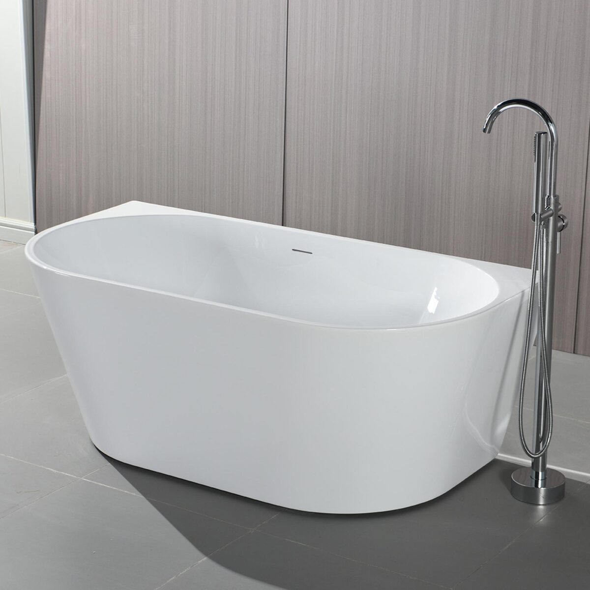 Aloni Half Vrijstaande Bad - Met Afvoerset En Klikwaste - Acryl - 170x78x58 Cm - Glanzend Wit - Afbeelding 5