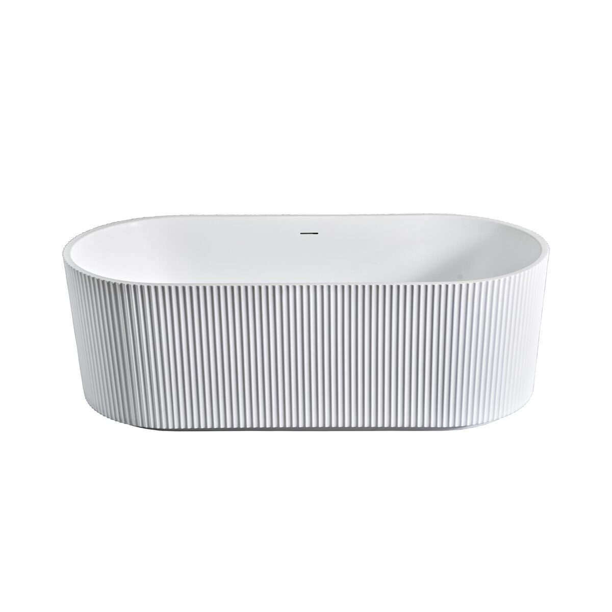 Aloni Muffly Baignoire Autoportante À Bandes Verticales - Avec Vidange Et Vidage À Clic - Acrylique - 170x80x58 Cm - Blanc Mat – Image 2