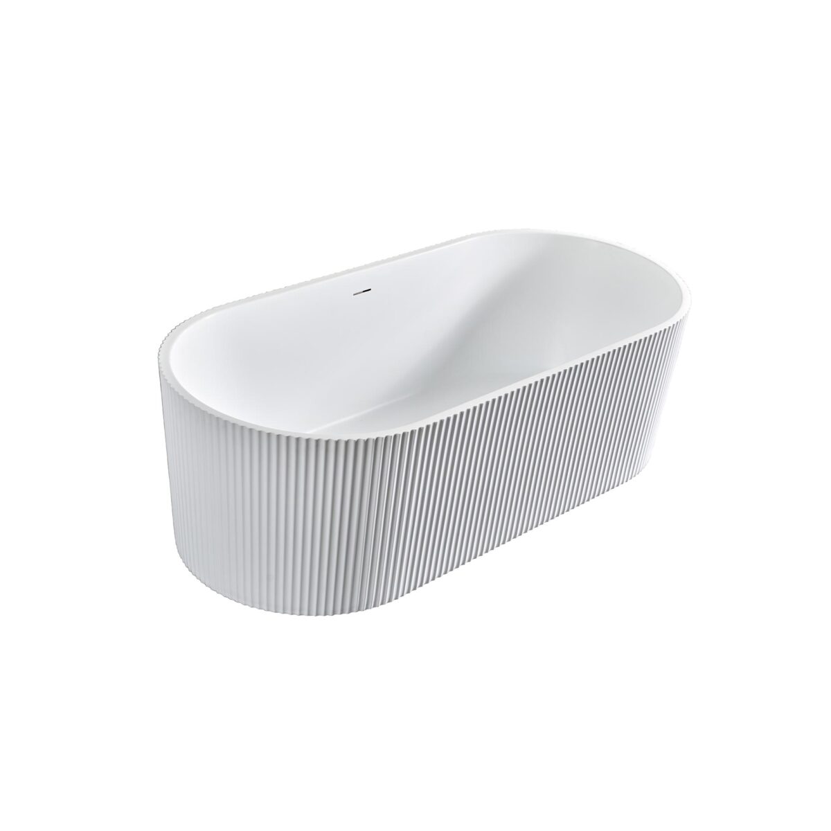 Aloni Muffly Baignoire Autoportante À Bandes Verticales - Avec Vidange Et Vidage À Clic - Acrylique - 170x80x58 Cm - Blanc Mat – Image 4