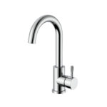 STRIA MITIGEUR LAVABO – BEC COURBÉ – MOBILE – DÉMARRAGE À FROID – POIGNÉE AVEC STRUCTURE STRIÉE RAFFINÉE – SANS BONDE – CHROME