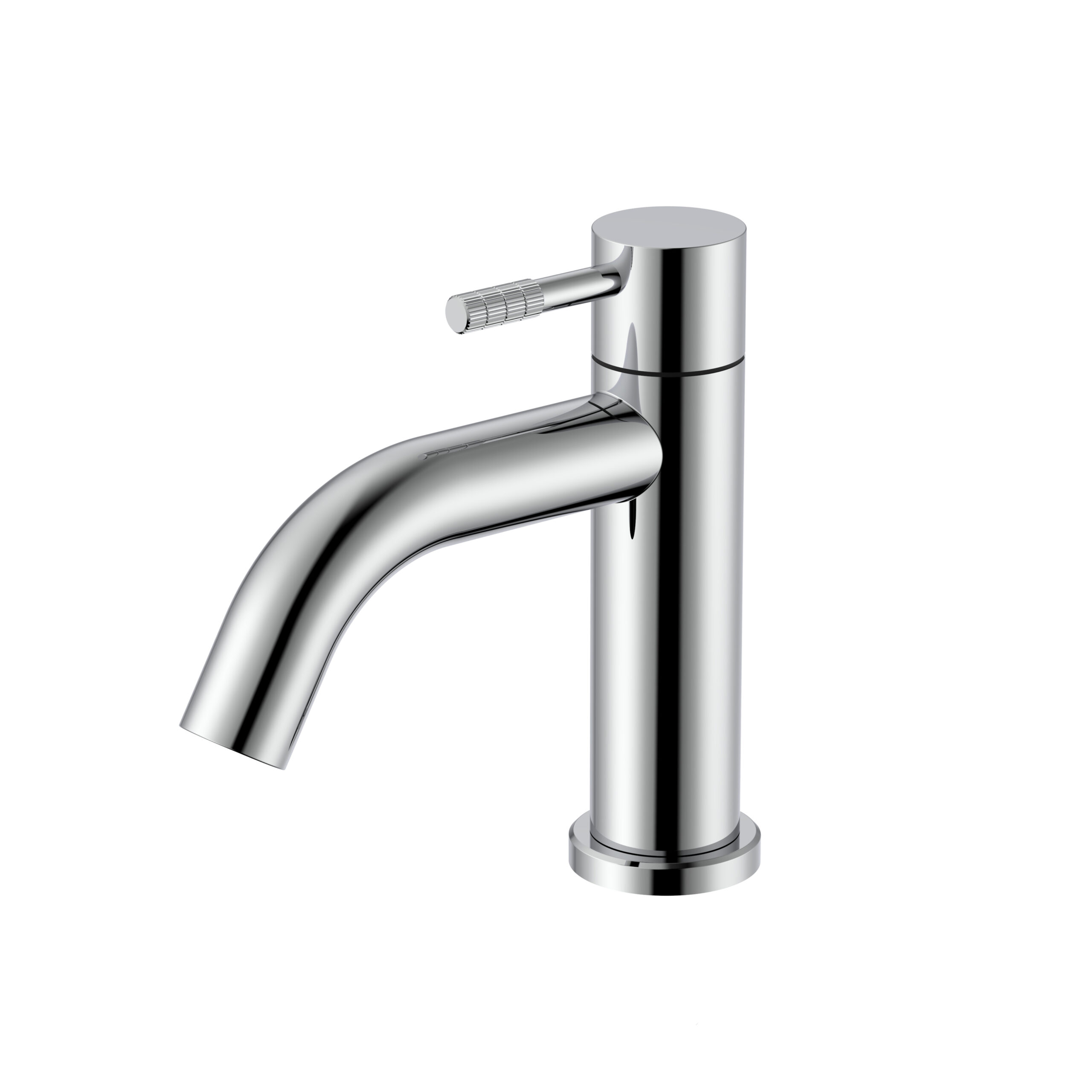 prm9025-c.jpg STRIA ROBINET EAU FROIDE – POIGNÉE AVEC STRUCTURE STRIÉE RAFFINÉE – SANS BONDE – CHROME - Image 1