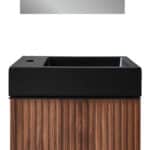 ALONI LAVE-MAINS - SANS TROP-PLEIN - TROU ROBINET À GAUCHE OU À DROITE - MARBRE COMPOSITE - 40X10,5X22,5CM - NOIR MAT - Image 2