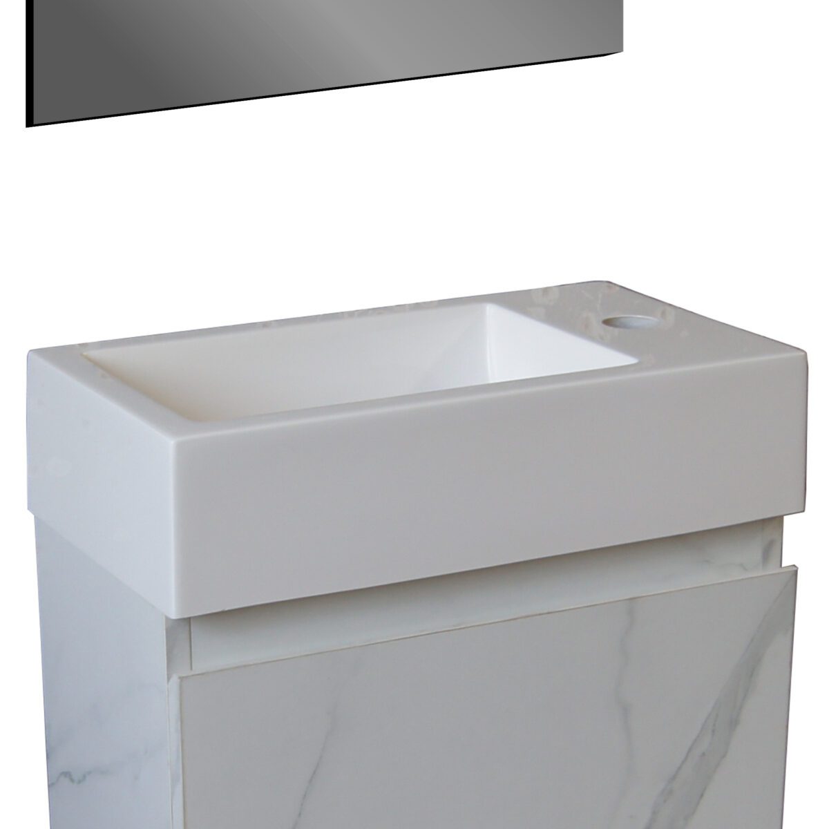 Aloni Lave-Mains - Sans Trop-Plein - Tap Hole Left Or Right - Polyresin - 40x10,5x22,5cm - Blanc Mat – Image 3