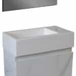 ALONI LAVE-MAINS - SANS TROP-PLEIN - TROU ROBINET À GAUCHE OU À DROITE - MARBRE COMPOSITE - 40X10,5X22,5CM - BLANC BRILLANT - Image 4