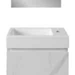 Aloni Lave-Mains - Sans Trop-Plein - Tap Hole Left Or Right - Polyresin - 40x10,5x22,5cm - Blanc Mat – Image 4