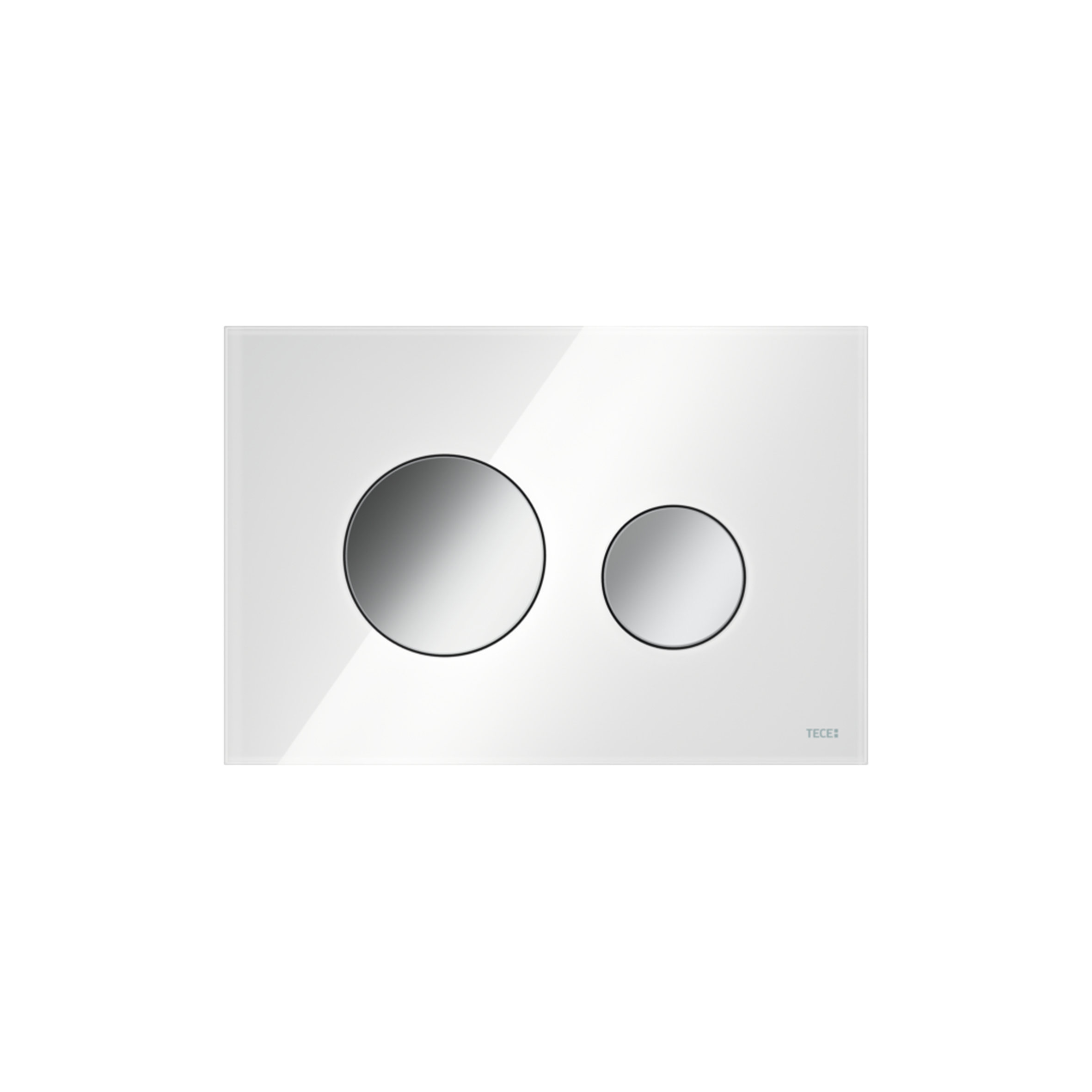 9240660.png PLAQUE DE DÉCLENCHEMENT WC TECELOOP, DOUBLE TOUCHES, VERRE BLANC, TOUCHES CHROMÉES BRILLANTES - Image 1