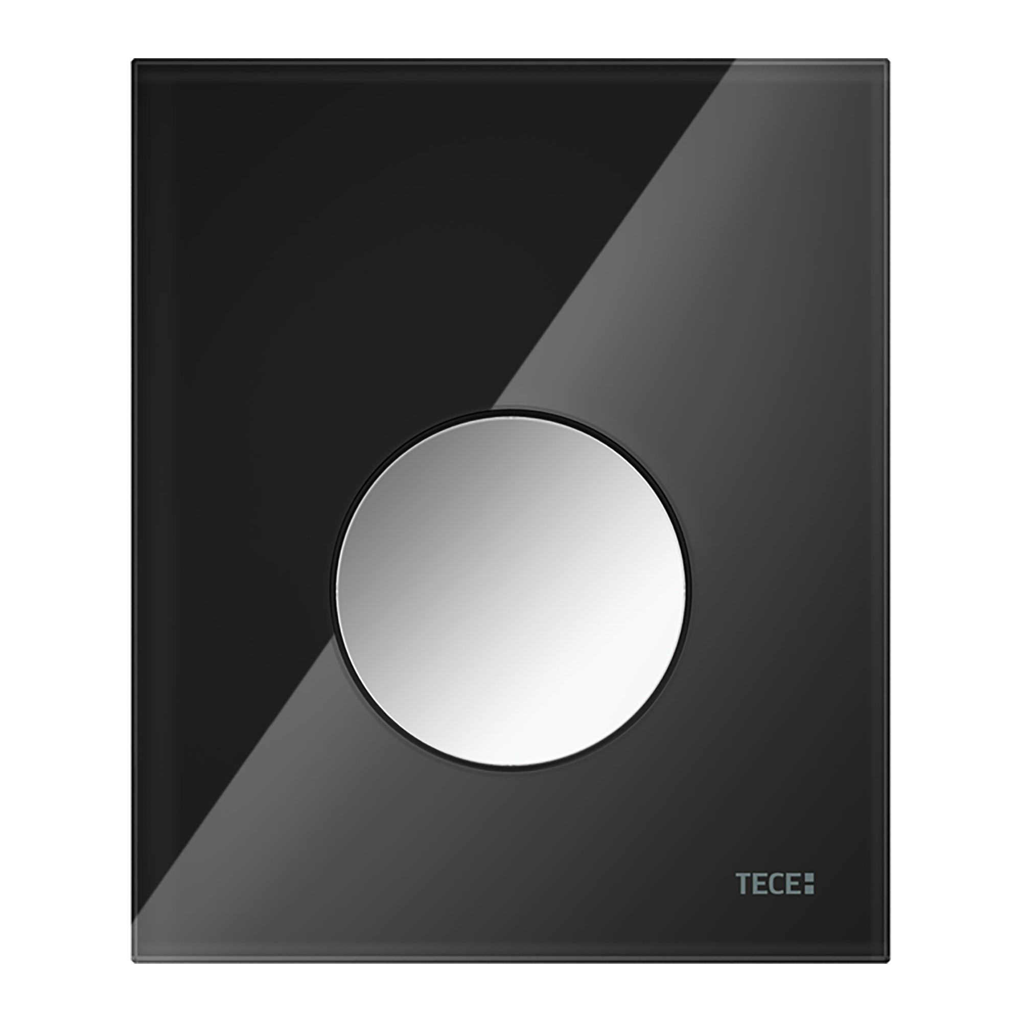 9242656-2.jpg Teceloop Urinoirbedieningsplaat Van Glas Incl. Cartouche - Glas Glanzend Zwart - Toets Glanzend Chroom – Image 1