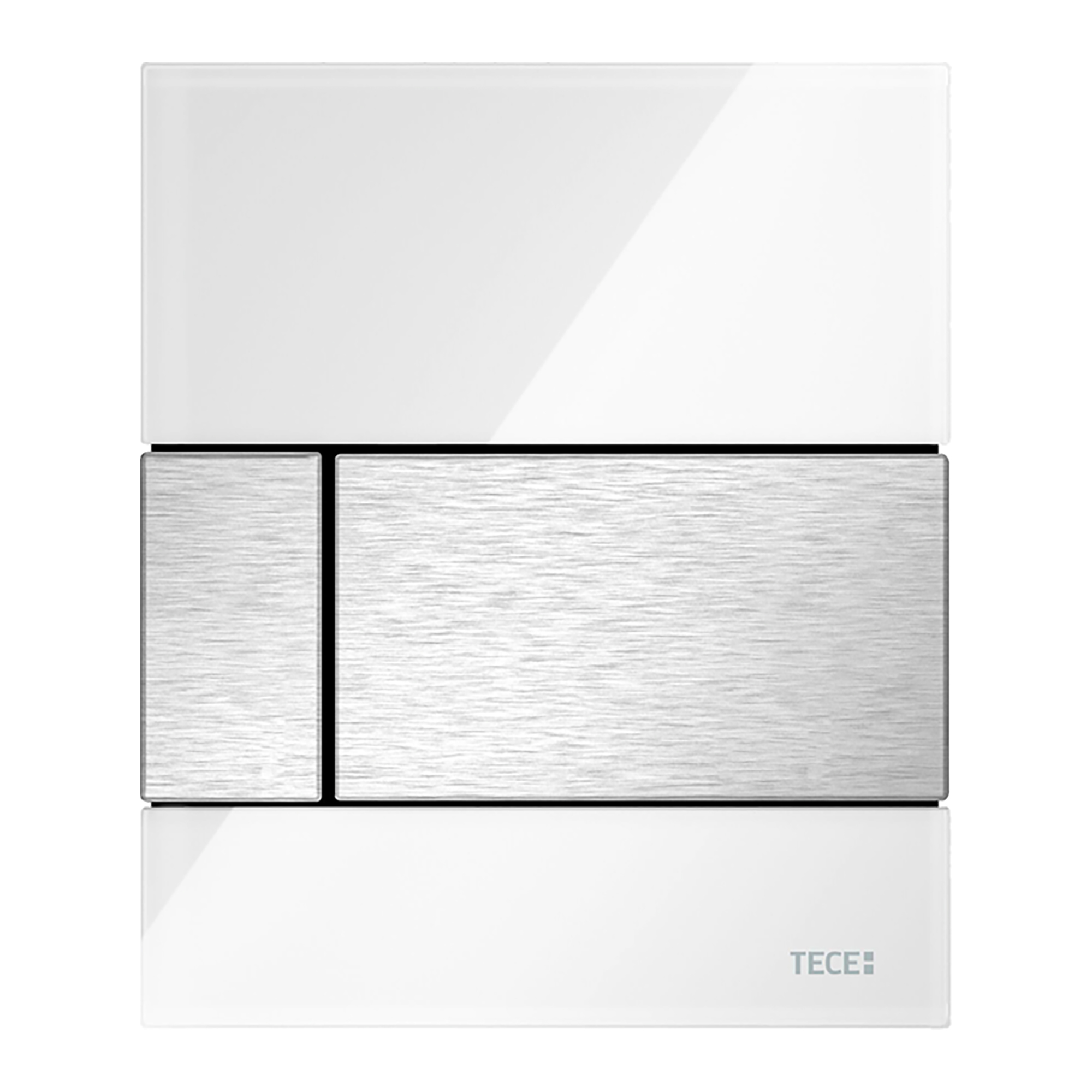 9242801-2.jpg Tecesquare Urinoirbedieningsplaat Van Glas Incl. Cartouche - Glas Glanzend Wit - Toets Rvs Look – Image 1