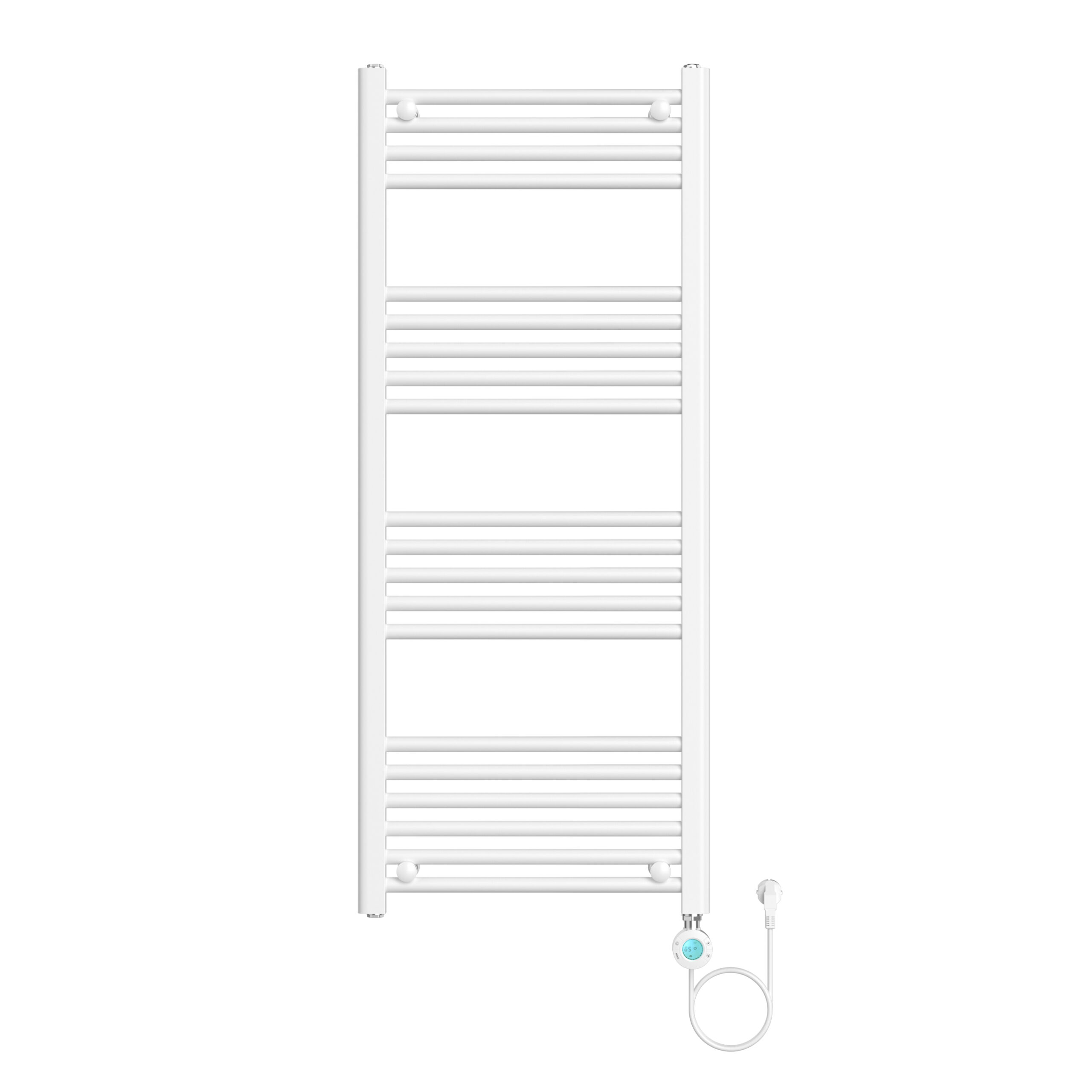BE1200500-3.jpg Belrad Elektrische Handdoekdroger - Met Digitale, Programeerbare Thermostaat - Aansluiting Rechts - 700w - 1200x500 Mm - Wit – Image 1