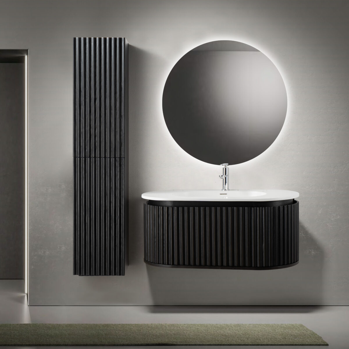 Begonia Kolomkast - 2 Deuren - Greeploos - Soft Close - Omkeerbaar - 35x160x35 Cm - Zwart Eiken - Afbeelding 4