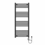 BELRAD SÈCHE-SERVIETTES ÉLECTRIQUE – AVEC THERMOSTAT NUMÉRIQUE PROGRAMMABLE – RACCORD À DROITE – 700W – 1200X500 MM – NOIR MAT