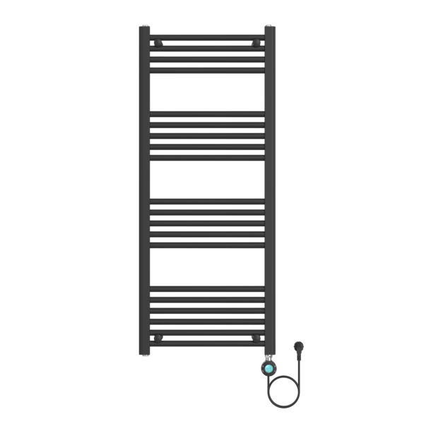 Belrad Elektrische Handdoekdroger - Met Digitale, Programeerbare Thermostaat - Aansluiting Rechts - 700w - 1200x500 Mm - Mat Zwart