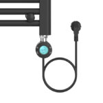 Belrad Elektrische Handdoekdroger - Met Digitale, Programeerbare Thermostaat - Aansluiting Rechts - 700w - 1200x500 Mm - Mat Zwart – Image 2