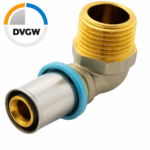 Erfu Coude À Sertir Multicouche 90° Mâle 16 Mm X 1/2" Mâle Â Certifié Dvgw, Multi-Profil U/H/Th