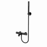 Aloni Mitigeur Bain Et De Douche - Thermostatique - Avec Flexible De Douche 150 Cm, Pomme De Douche Et Support Mural - Noir Mat