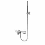 Aloni Mitigeur Bain Et De Douche - Thermostatique - Avec Flexible De Douche 150 Cm, Pomme De Douche Et Support Mural - Chrome
