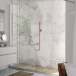 Aloni Mitigeur Bain Et De Douche - Thermostatique - Avec Flexible De Douche 150 Cm, Pomme De Douche Et Support Mural - Cuivre Brossé – Image 2