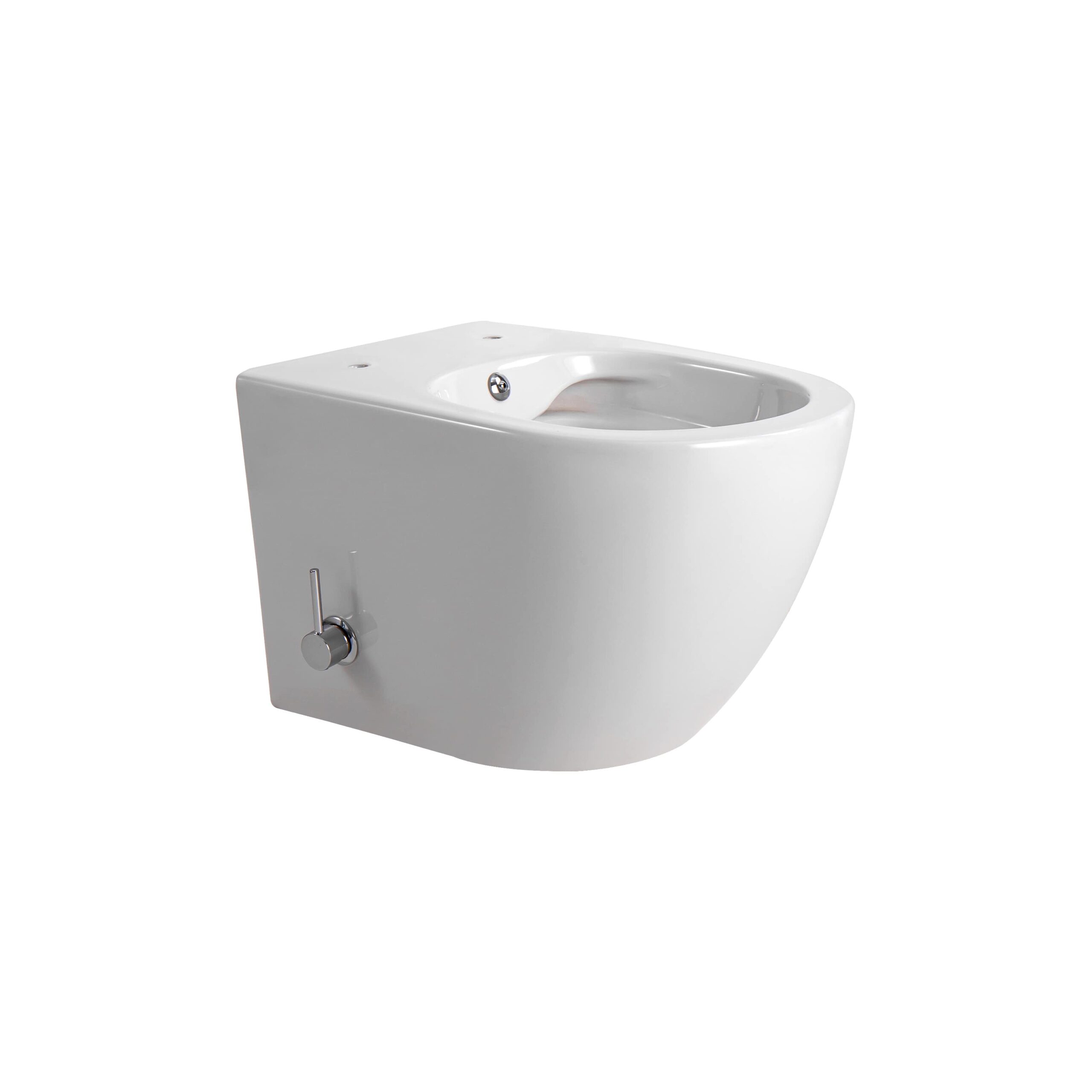 DL55700-3.jpg Darlo Wall-Hung Toilet With Bidet - Rimless - With Cold Water Bidet Tap - Without Seat - Compact 49 Cm - Glossy White - Afbeelding 1