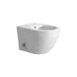 DARLO WC SUSPENDU AVEC BIDET - SANS BRIDE - AVEC ROBINET EAU FROIDE ET CHAUDE - SANS ABATTANT - COMPACT 49 CM - BLANC BRILLANT