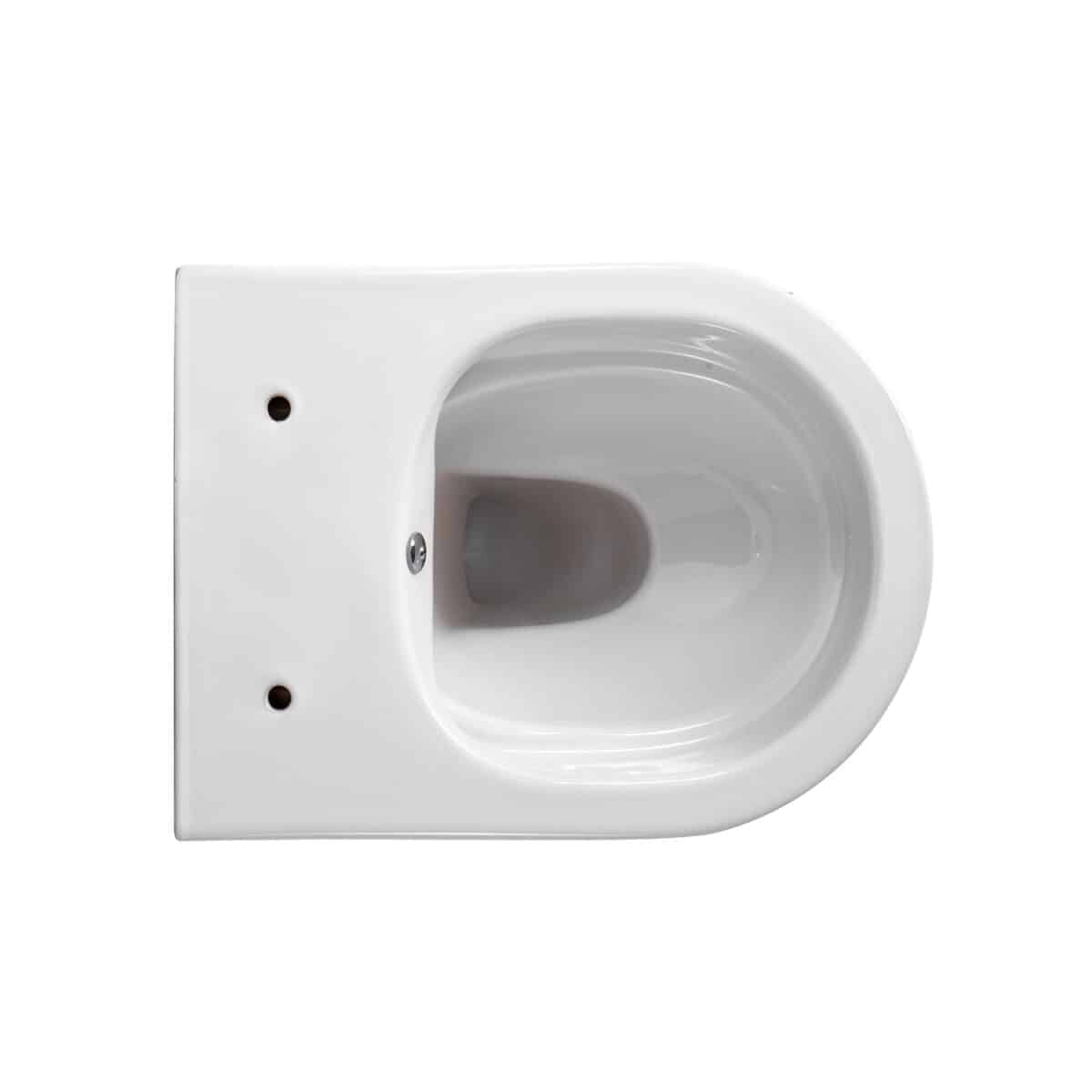Darlo Wall-Hung Toilet With Bidet - Rimless - With Hot And Cold Water Bidet Tap - Without Seat - Compact 49 Cm - Blanc Brillant – Image 3