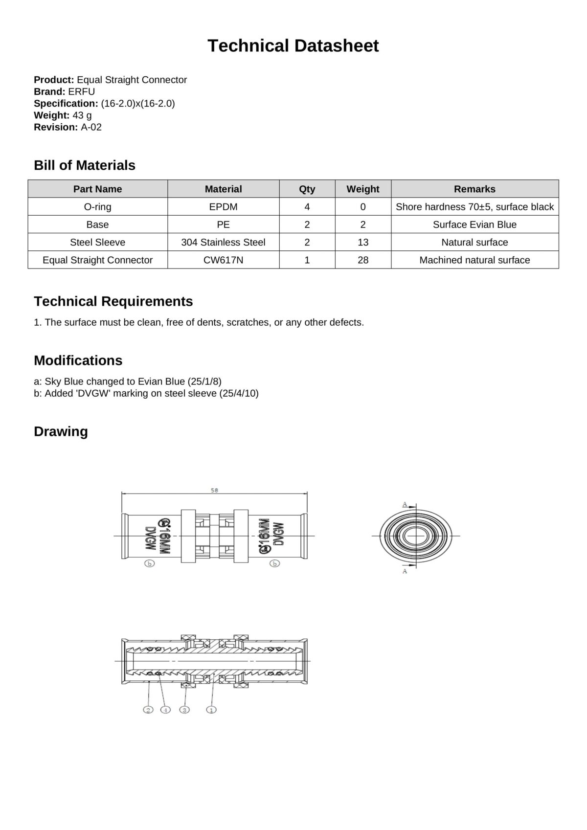 Erfu Multi-Layer Straight Crimp Sleeve 16 Mm X 16 Mm Â Dvgw Certified, Multi-Profile U/H/Th - Image 2