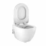 DESIGN RIMOFF WC SUSPENDU AVEC HYGIÈNE (BIDET) INOX + ROBINET DEAU FROIDE/CHAUDE - BLANC - Image 2