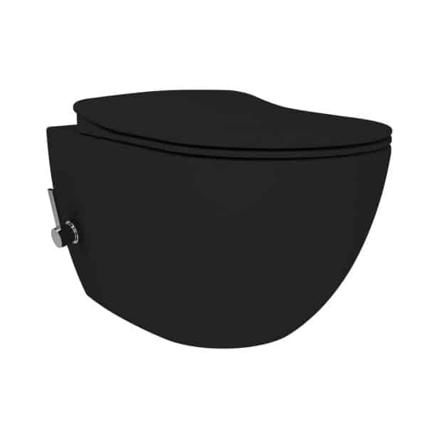 Creavit Free Wall-Hung Toilet With Bidet – Rimless – With Bidet Mixer For Hot And Cold Water – Without Seat – Charcoal Black