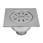 SIPHON DE SOL INOX, CARRÉ SORTIE VERTICALE 15X15 Ø50