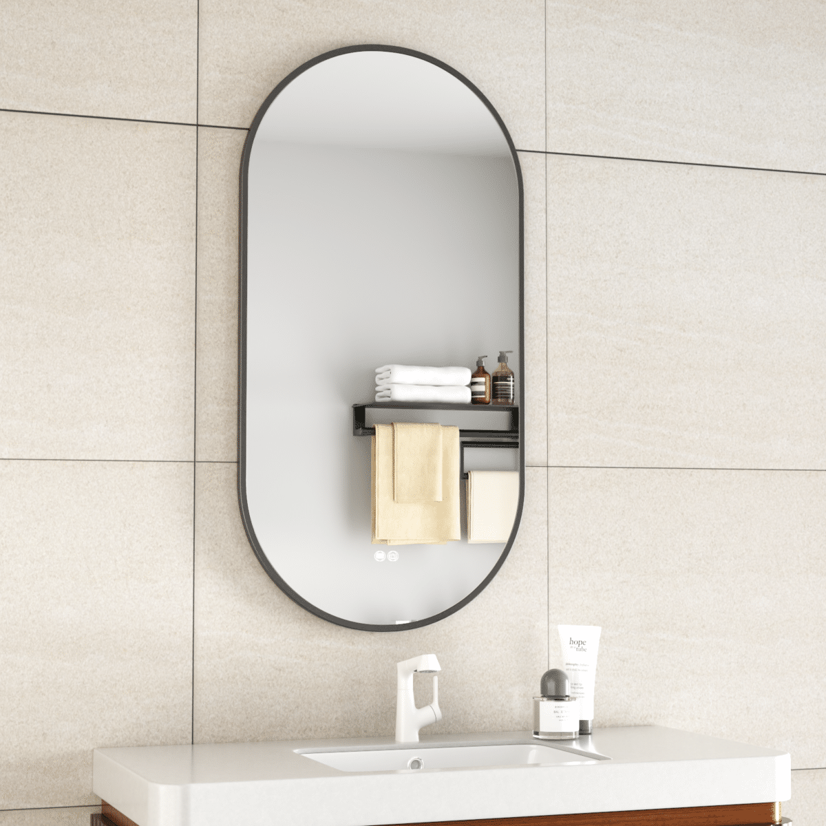 Erfu Miroir Led Anti Brouillard L50xh100cm Noir Mat – Image 2