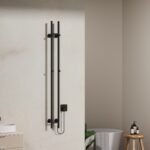 Belrad Rod Sèche-Serviettes - Electric - Double - 120w - Ø2,5cm - 150x16,8x12,7 Cm - Noir Mat – Image 2