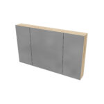 Hayat Spiegelkast - 3 Asymmetrische, Enkelzijdige Spiegeldeuren - 6 In Hoogte Verstelbare Planken - 120x70x15cm - Eiken