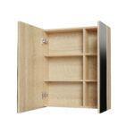 Hayat Spiegelkast - 2 Asymmetrische, Enkelzijdige Spiegeldeuren - 4 In Hoogte Verstelbare Planken - 60x70x15cm - Eiken - Afbeelding 2