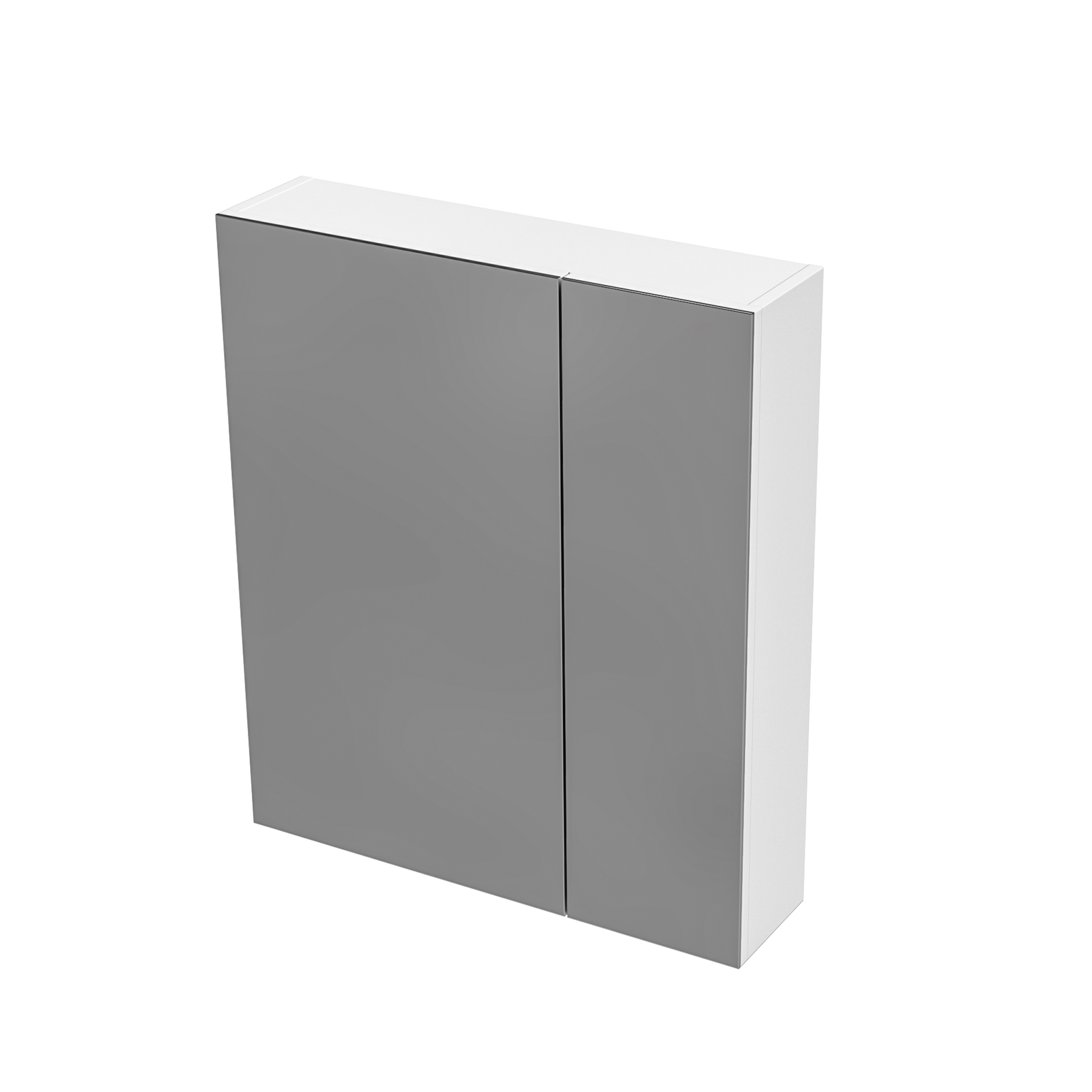 HYT60.WIT_-10.jpg Hayat Spiegelkast - 2 Asymmetrische, Enkelzijdige Spiegeldeuren - 4 In Hoogte Verstelbare Planken - 60x70x15cm - Glanzend Wit - Afbeelding 1