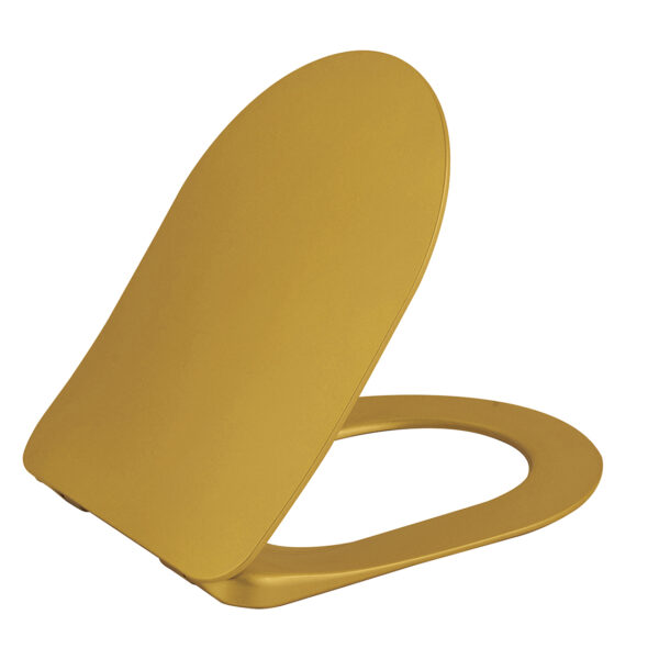 Abattant De Wc Plat Duroplast (Fermeture Douce Et Dégagement Rapide) Avec Charnières En Acier Inoxydable - Doré