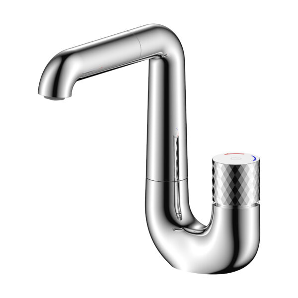 Aloni Flow Mitigeur De Lavabo - Bouton Poussoir - Bec Pivotable - Chrome