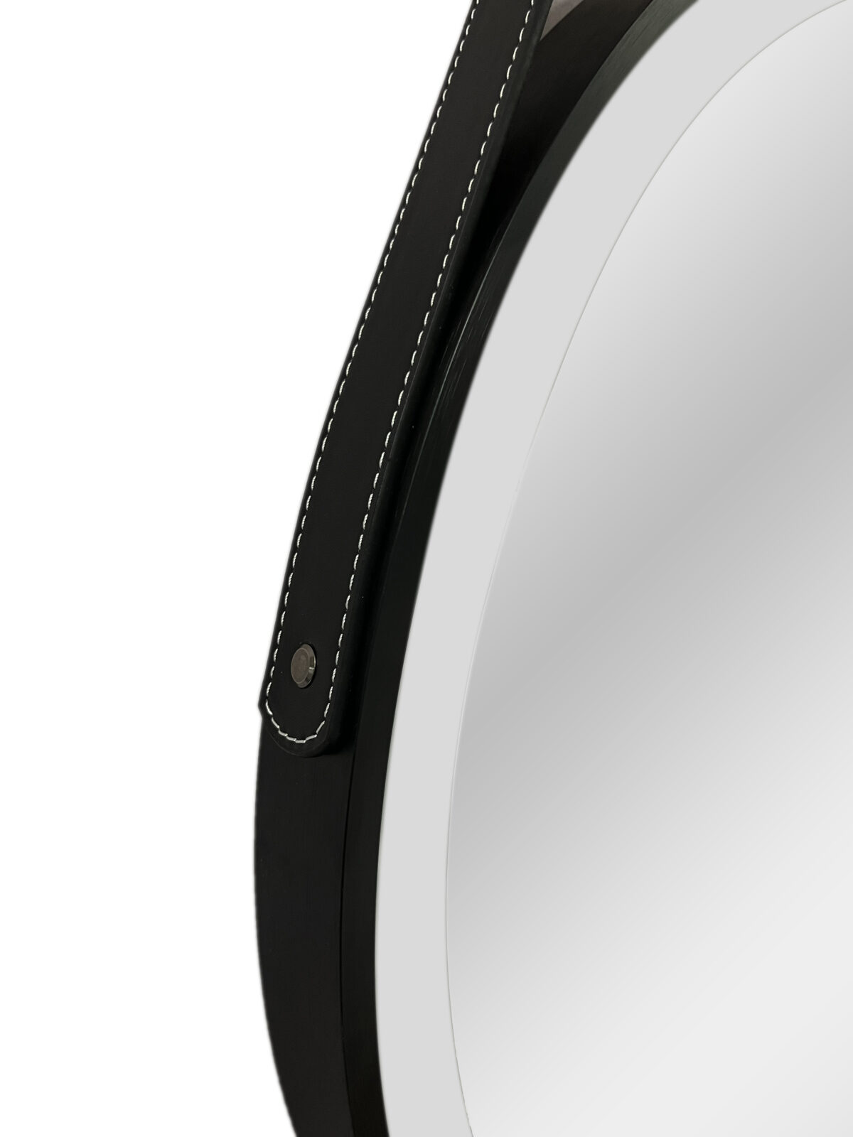 ALONI BELTIA MIROIR - AVEC ÉCLAIRAGE LED - ROND - AVEC CADRE - AVEC SANGLE EN CUIR SYNTHÉTIQUE ET CROCHET - TEMPÉRATURE DE COULEUR LED 3500-6500K - 80CM - NOIR MAT - Image 2
