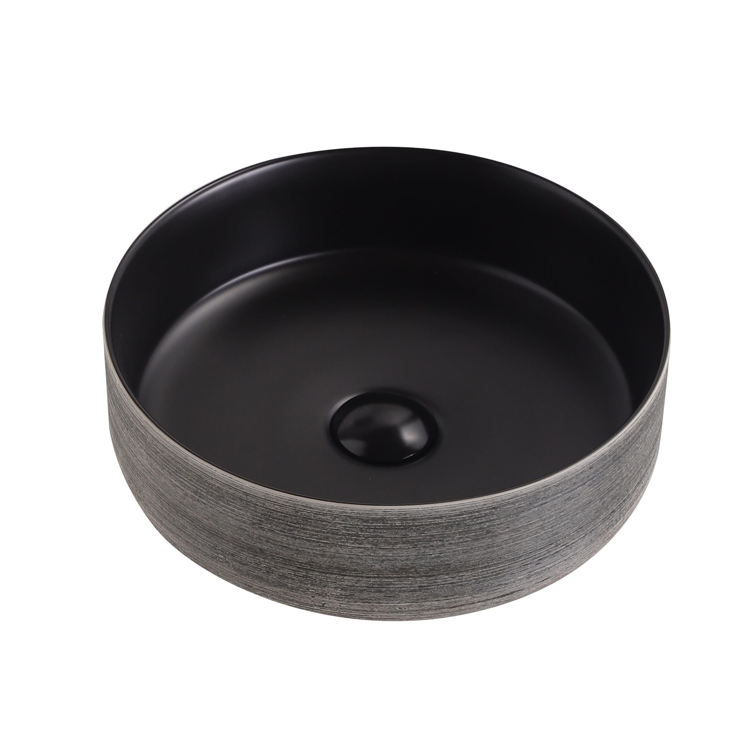 Lavabo Aloni Turo Avec Relief - Comptoir - Sans Trop-Plein - Sans Trou Pour Robineterie - Céramique - 36x12x36 Cm - Gris/Noir Mat