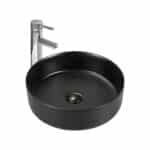 ALONI FIRA LAVABO - À POSER – SANS TROP-PLEIN – SANS TROU DE ROBINET – AVEC BONDE CLIC-CLAC – CÉRAMIQUE – 36X12,5X36 CM – NOIR MAT
