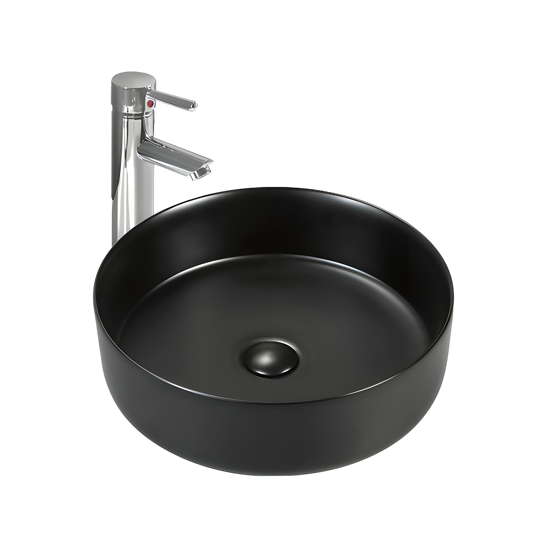 LP8006_a-8.jpg Aloni Fira Lavabo - À Poser – Sans Trop-Plein – Sans Trou De Robinet – Avec Bonde Clic-Clac – Céramique – 36x12,5x36 Cm – Noir Mat - Afbeelding 1