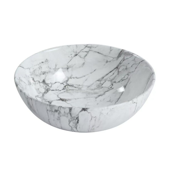 Aloni Tivra Lavabo - À Poser – Sans Trop-Plein – Sans Trou De Robinet – Avec Bonde Clic-Clac – Céramique – 38x13x38 Cm – Marbre Blanc