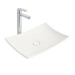 Aloni Cavon Lavabo - À Poser – Sans Trop-Plein – Sans Trou De Robinet – Céramique – 60x12x40 Cm – Blanc Brillant